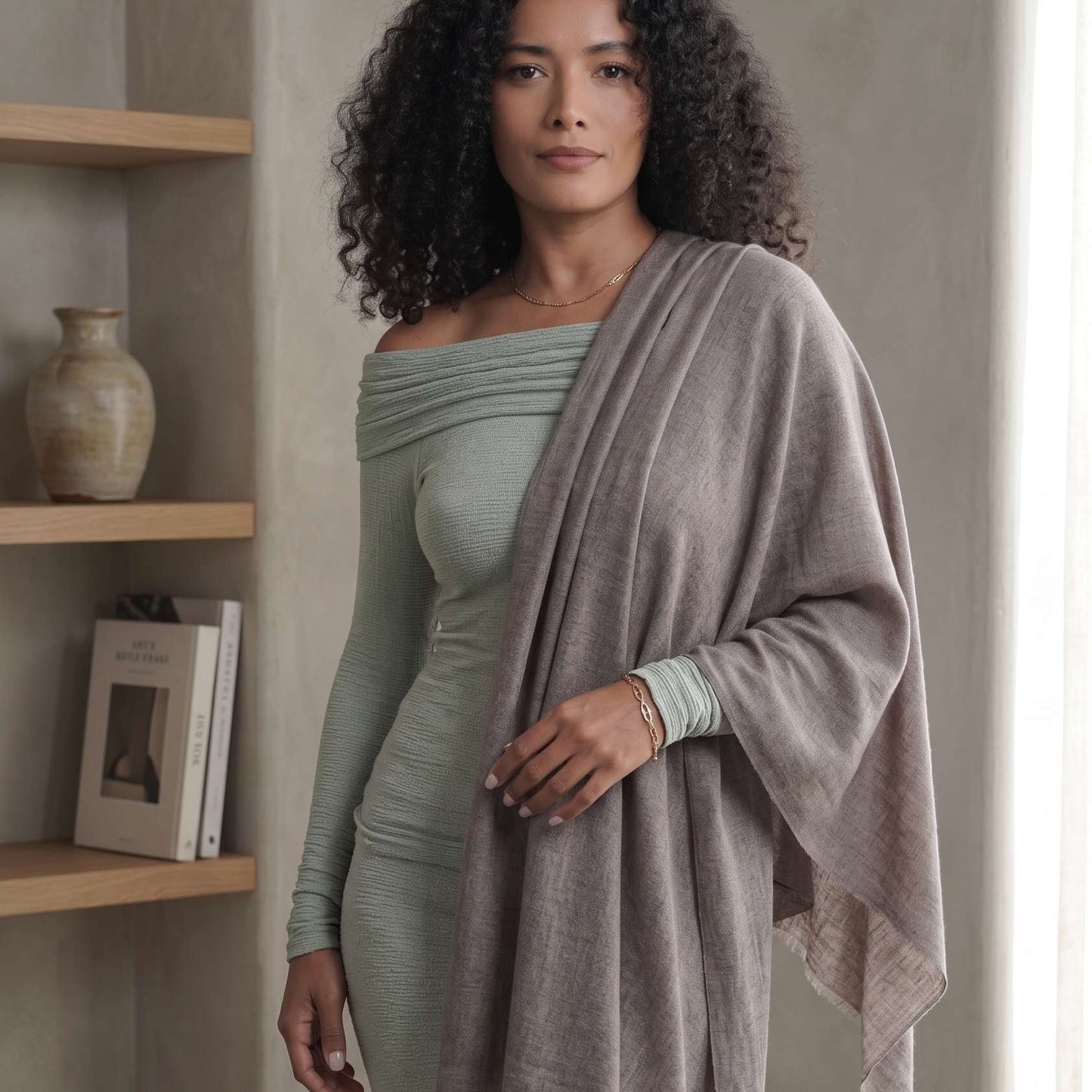 Earth Tone and Mountain Neutral Cashmere Pashmina Shawl