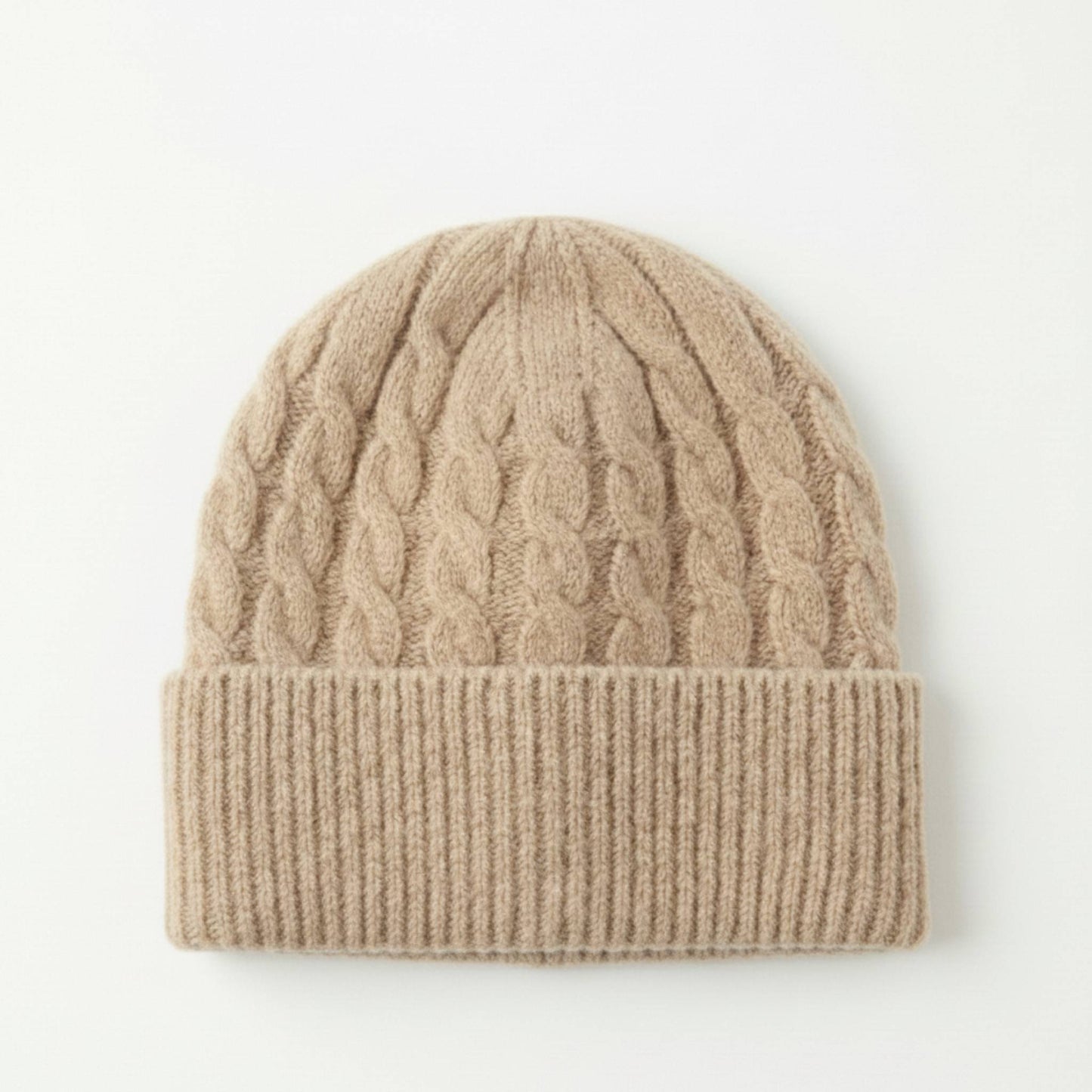 Heritage Cable Knit Cashmere Beanie for Men | 100% Pure Himalayan Beige