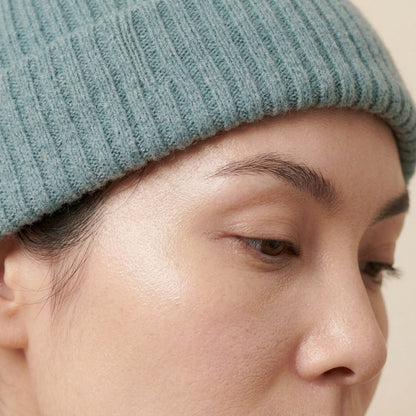 WRAQ Women's Cashmere Beanie - Haven Ribbed Aqua 5