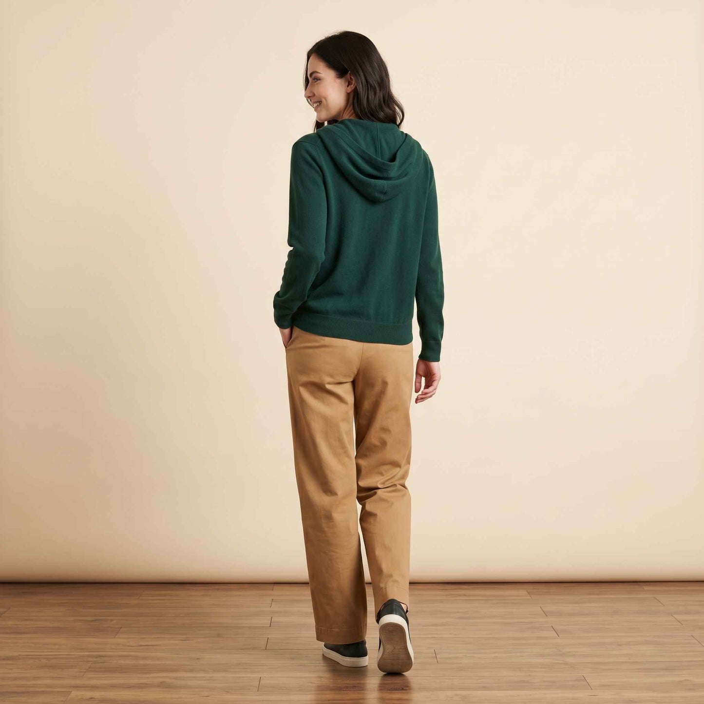 100% Cashmere Women's Zip Hoodie — 12-Gauge 2-Ply 16-Micron Himalayan Cashmere