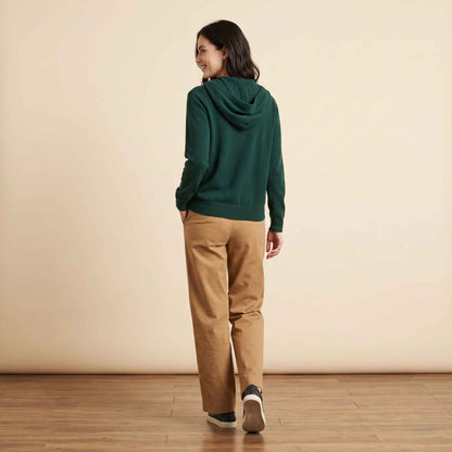 100% Cashmere Women's Zip Hoodie — 12-Gauge 2-Ply 16-Micron Himalayan Cashmere