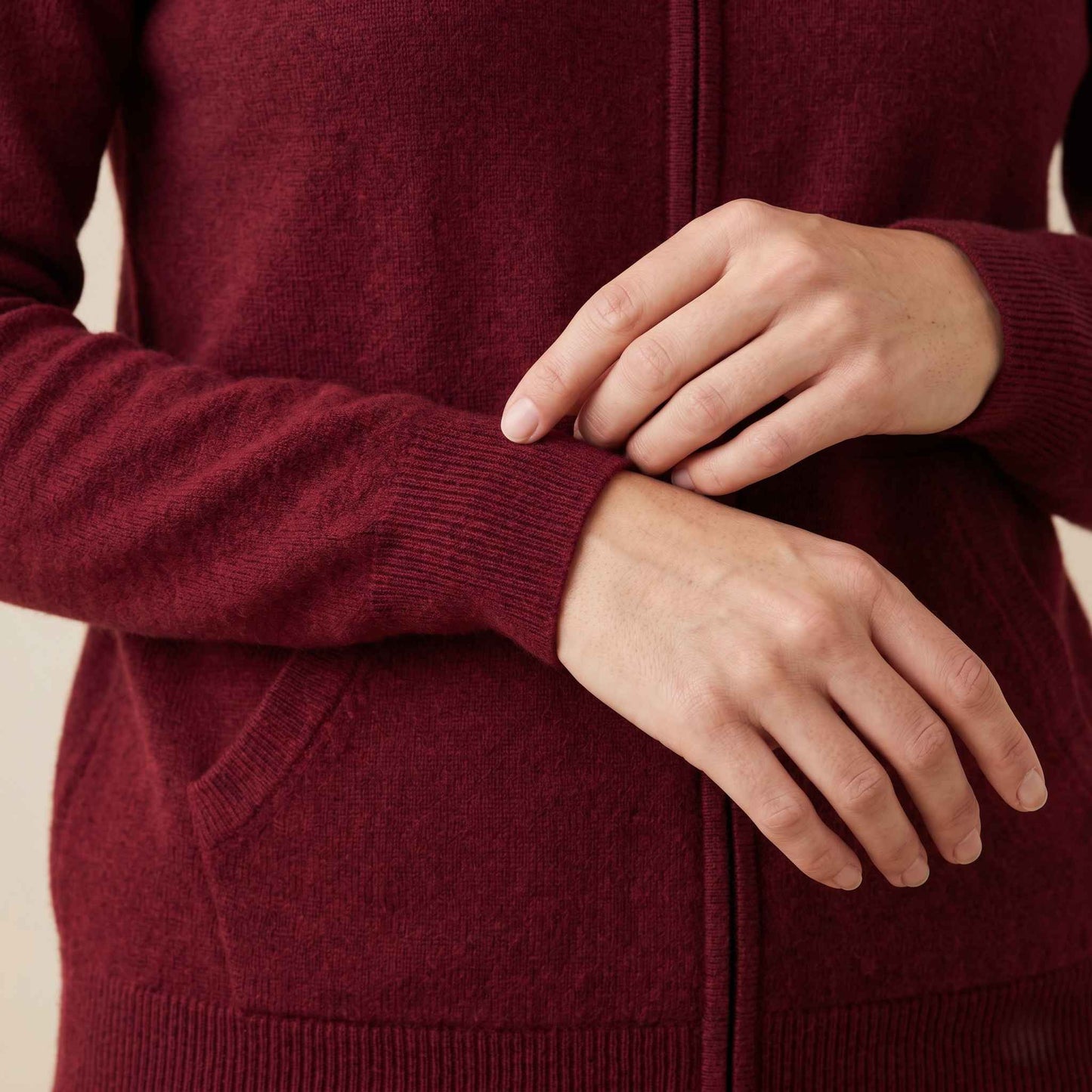 100% Cashmere Women's Zip Hoodie — 12-Gauge 2-Ply 16-Micron Himalayan Cashmere