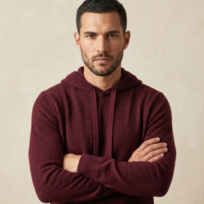 Mustang Himalayan Cashmere Hand-Finished Hoodie For Men - Red