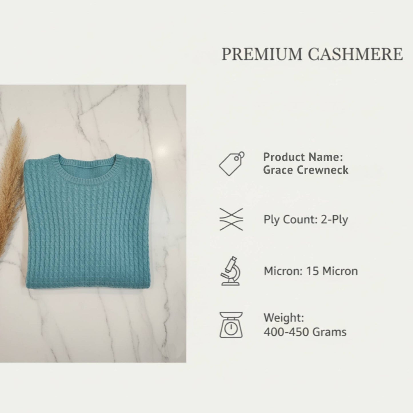 Grace Cable-Knit Cashmere Crewneck | 100% Pure Himalayan Women's Sweater