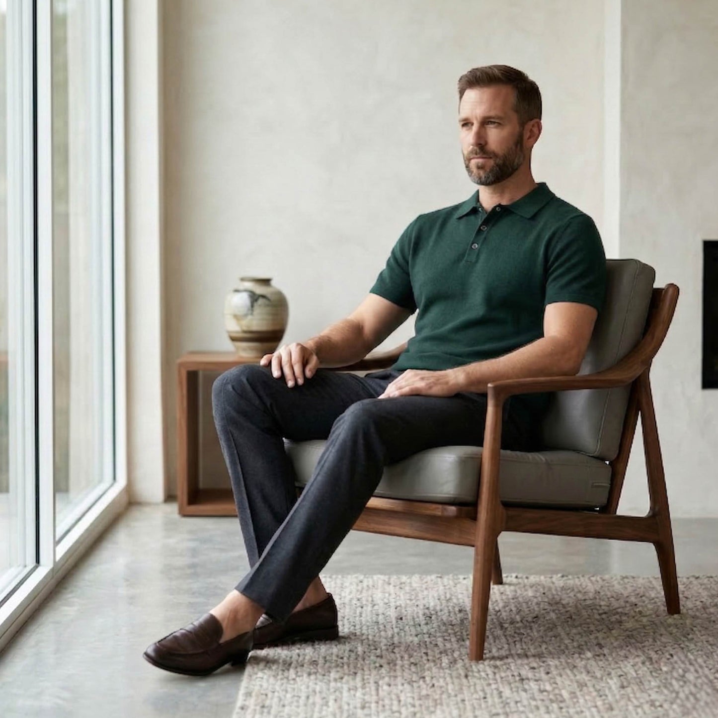 Exclusive Pine Cashmere Polo T-Shirt for Men