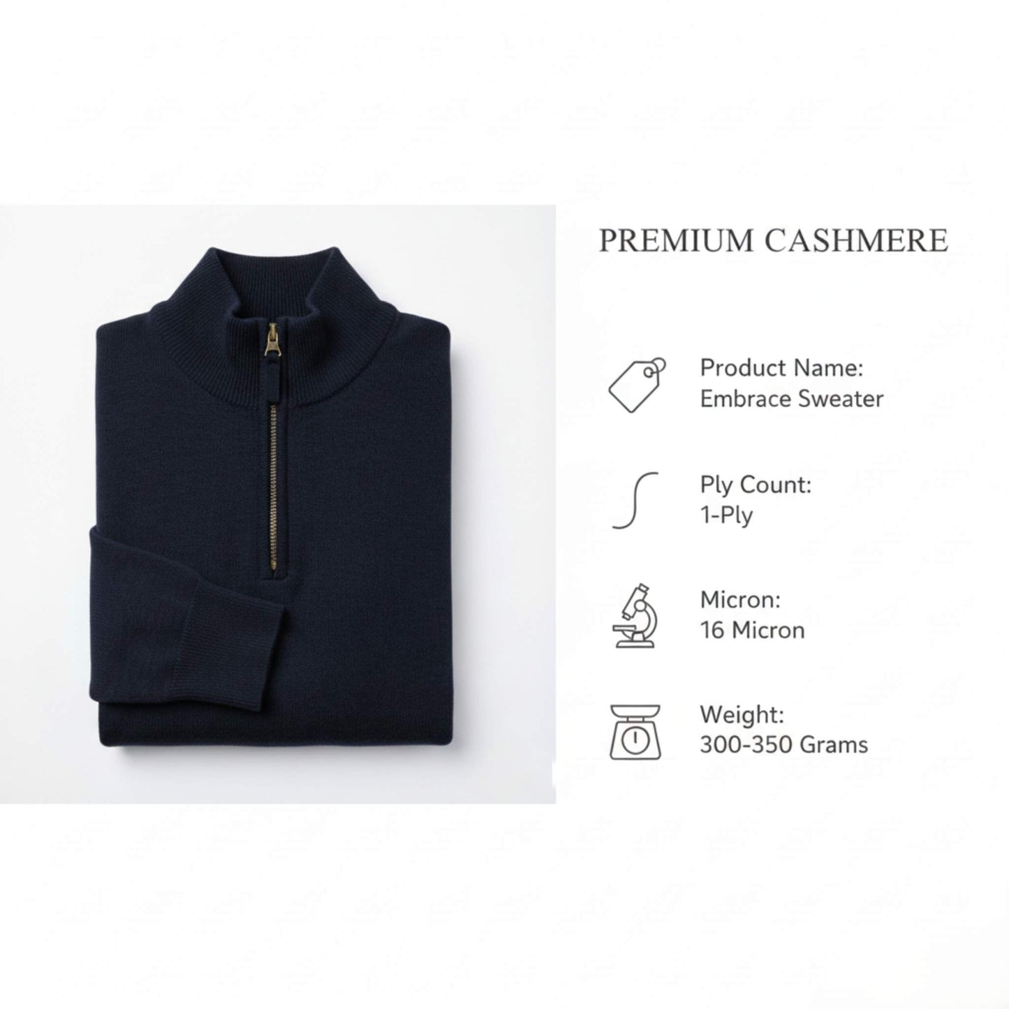 Onyx Himalayan Cashmere Half-Zip Men's Embrace Sweater