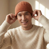 Amber Heritage Cable Knit Cashmere Beanie for Men | 100% Pure Himalayan