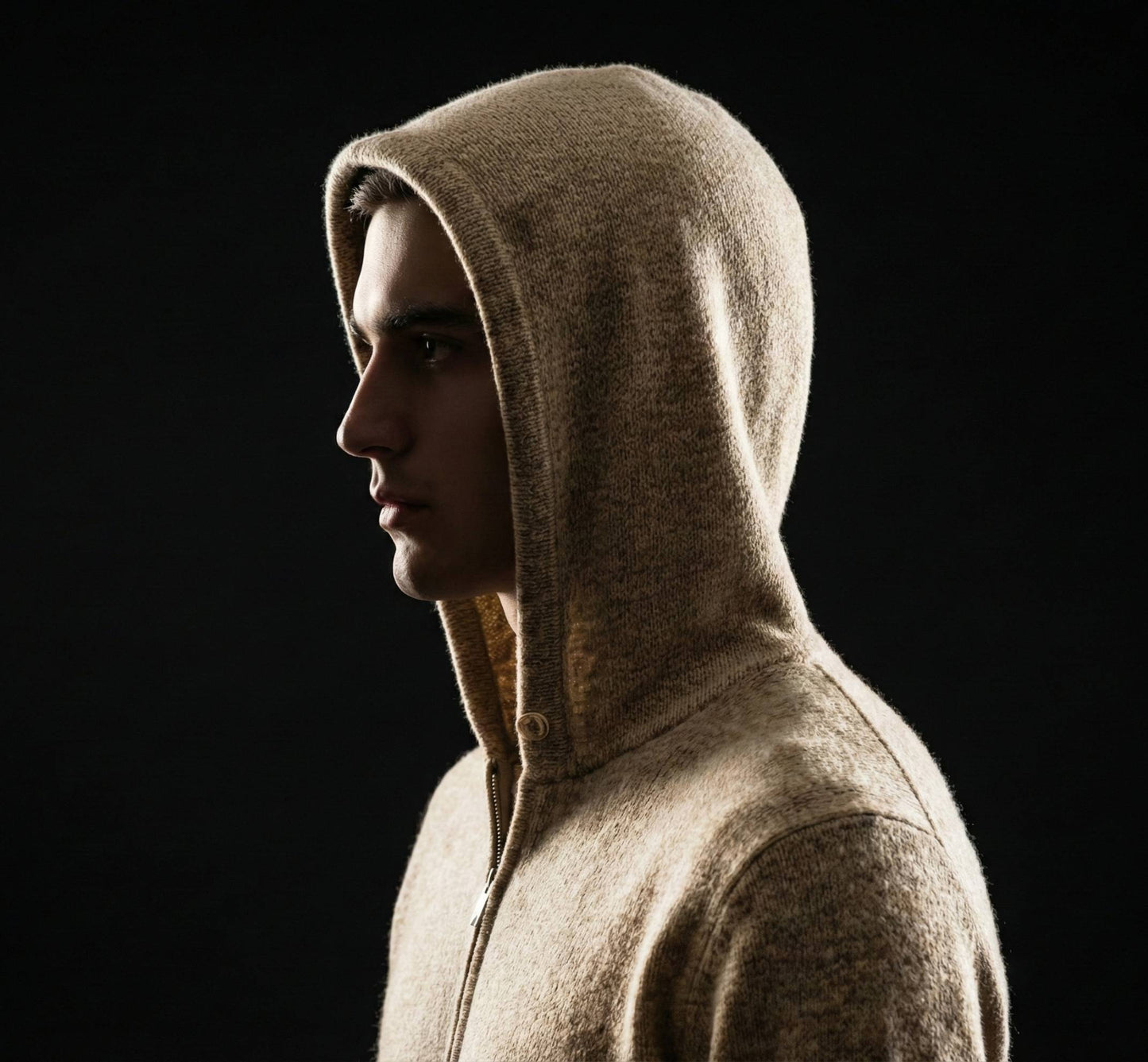 Exclusive Oatmeal Melange Kora Zip Cashmere Hoodie 