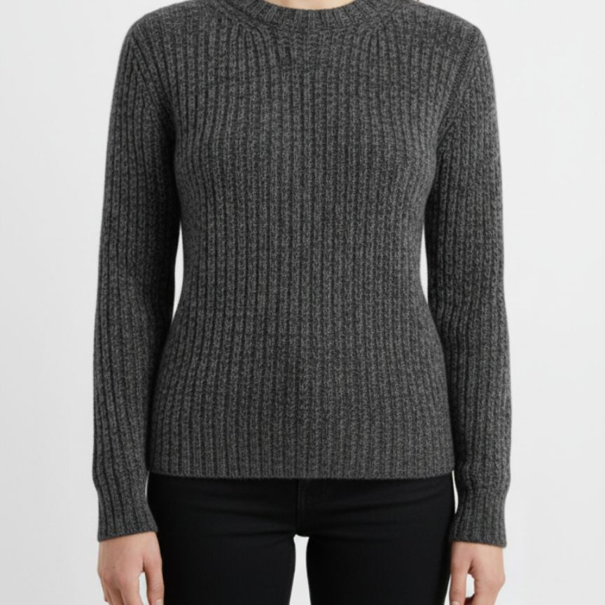 Ella Ribbed Hand-Knitted Himalayan Cashmere Sweater For Women