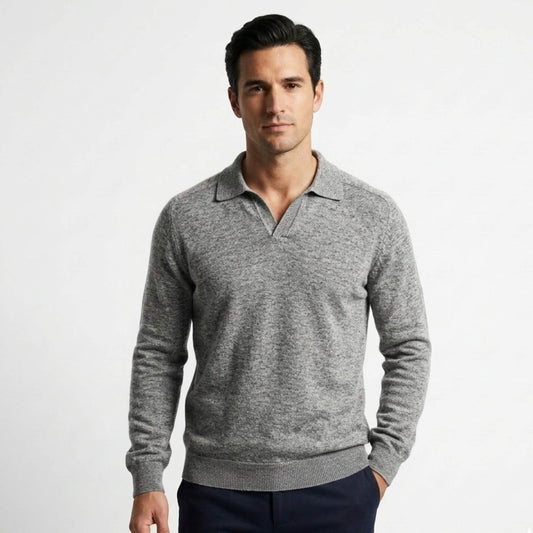 Pure Cashmere Polo Sweater | Men's Johnny Collar | 250g Himalayan Cashmere | Handcrafted in Nepal | Lumusae