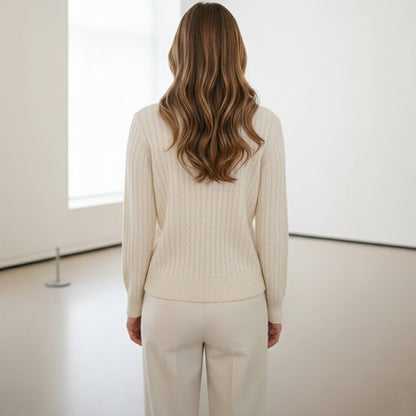 Grace Cable-Knit Cashmere Crewneck | 100% Pure Himalayan Women's Sweater