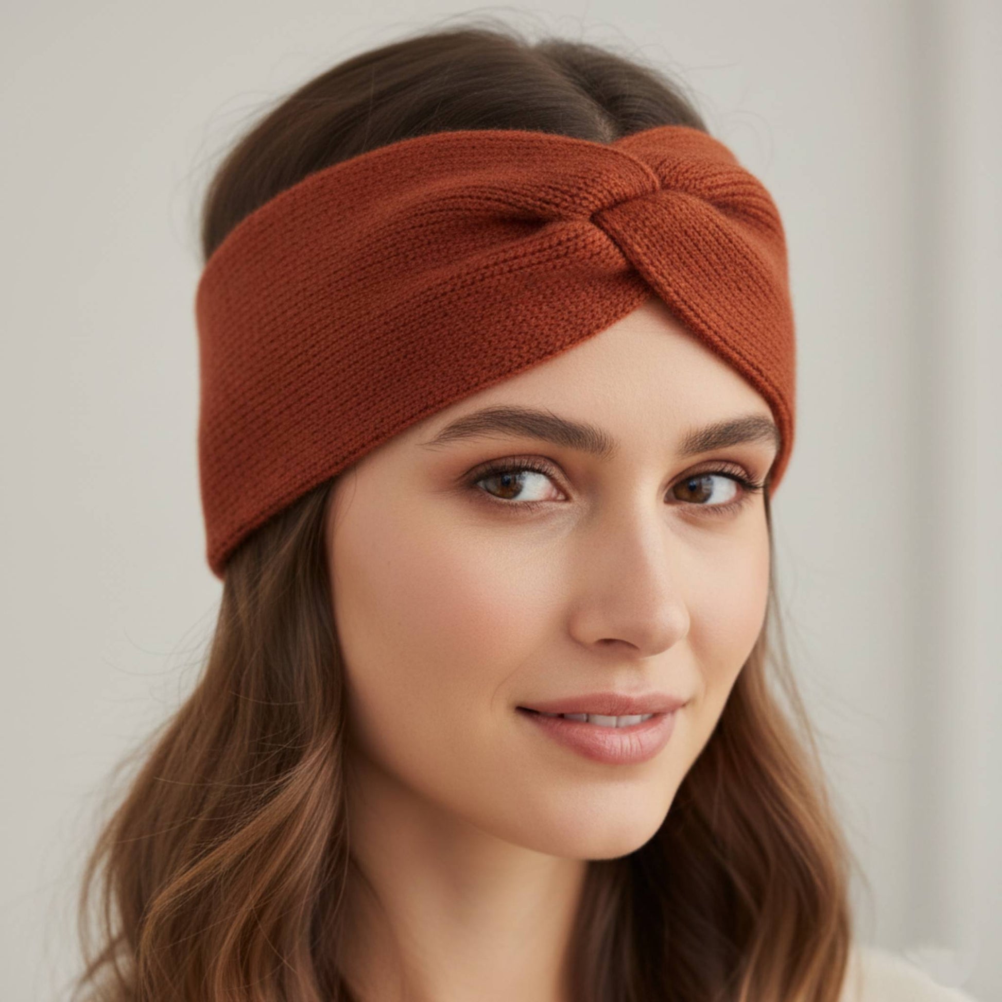 The Gomba Band | Twisted Front 100% Pure Cashmere Headband | 2-Ply 16 Micron Hand-Knit Ear Warmer