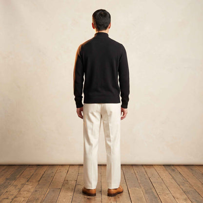 Men's cashmere half-zip sweater, Embrace in Deep Onyx - view 2