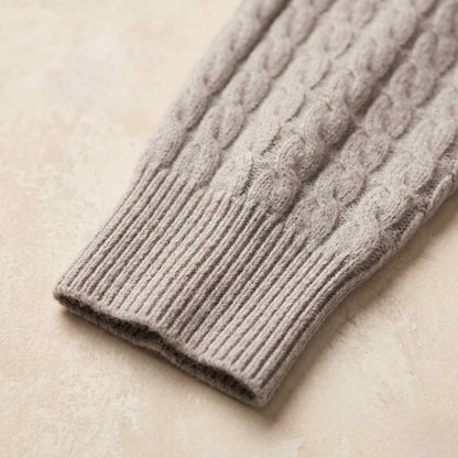 Men's cable-knit cashmere sweater, Atlas in Fog - view 4