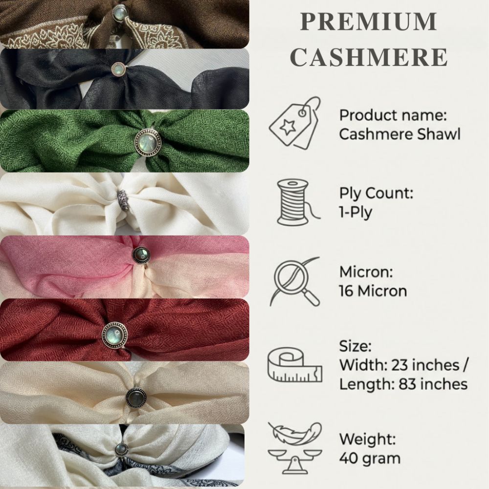 100% Pure Himalayan Cashmere Pashmina Shawl - Signature Neutral & Pattern Collection