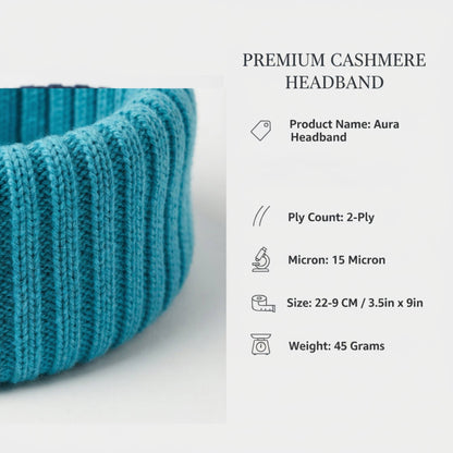 Aura Headband | 100% Pure Himalayan Cashmere Ear Warmer | 2-Ply 16 Micron Hand-Knit Wrap