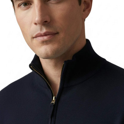 Authentic Himalayan Cashmere Half-Zip Dark Navy Men's Embrace Sweater