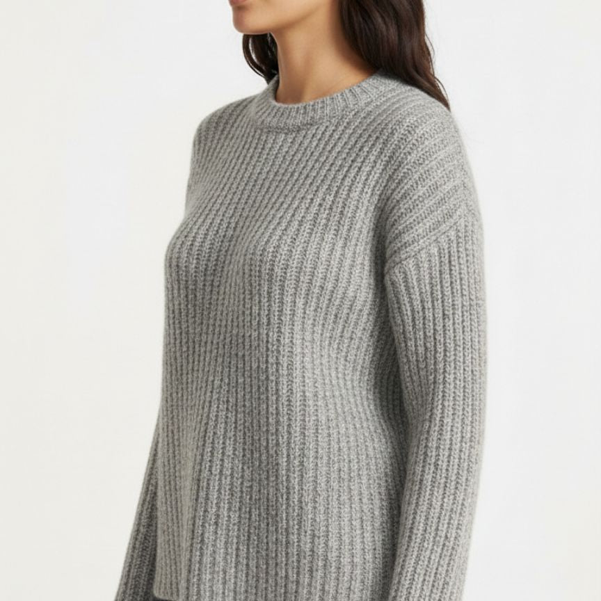 Ella Ribbed Hand-Knitted Himalayan Cashmere Sweater For Women