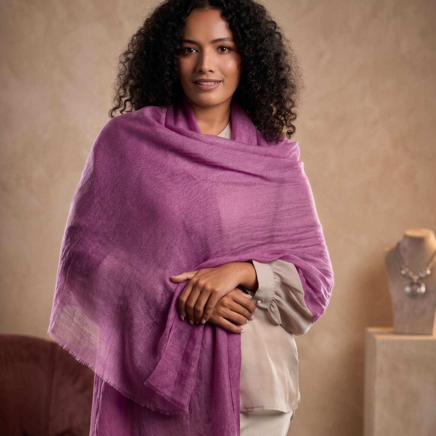 Pink and Rose Heritage Cashmere Pashmina Shawl