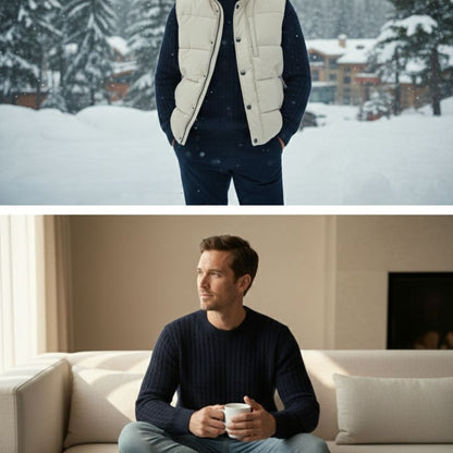 Dark Navy Atlas Cable Hand-Knitted Sweater
