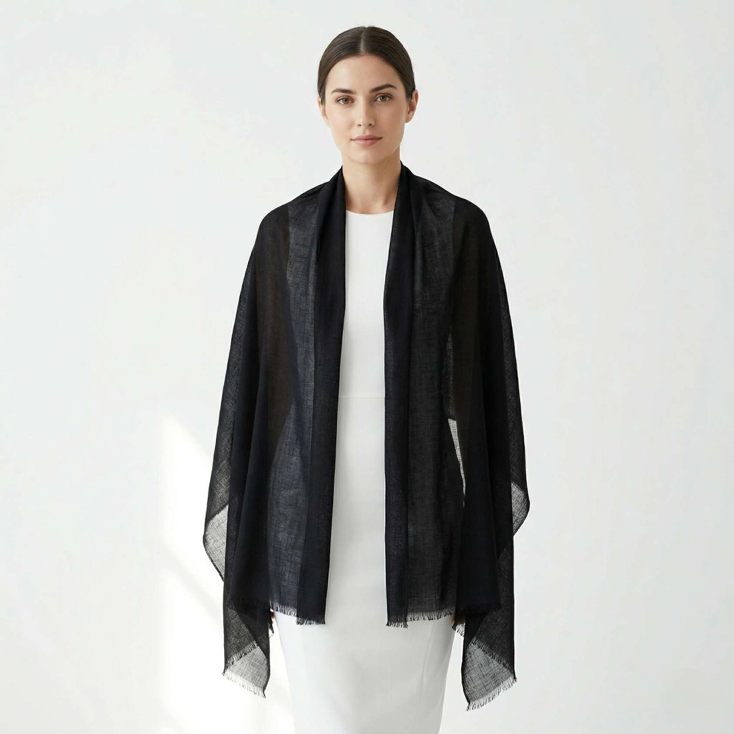 Dolpo Ebony Black Himalayan Cashmere Pashmina Shawl