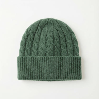 Heritage Cable Knit Cashmere Beanie for Men | 100% Pure Himalayan Pine