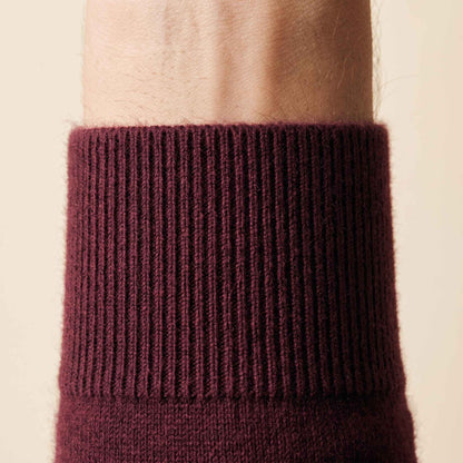Men's cashmere half-zip sweater, Embrace in Wine Red - view 3