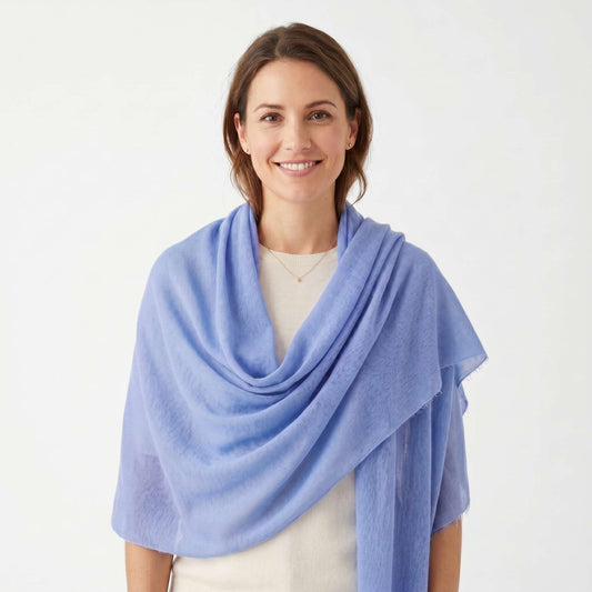 Jewel Tones and Mountain Skies Cashmere Pashmina Shawl