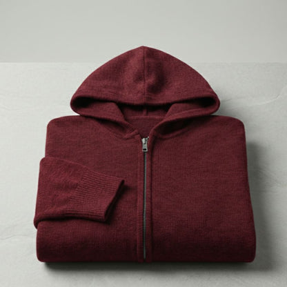 Wine Red Original 100% Pure Cashmere Zip Hoodie