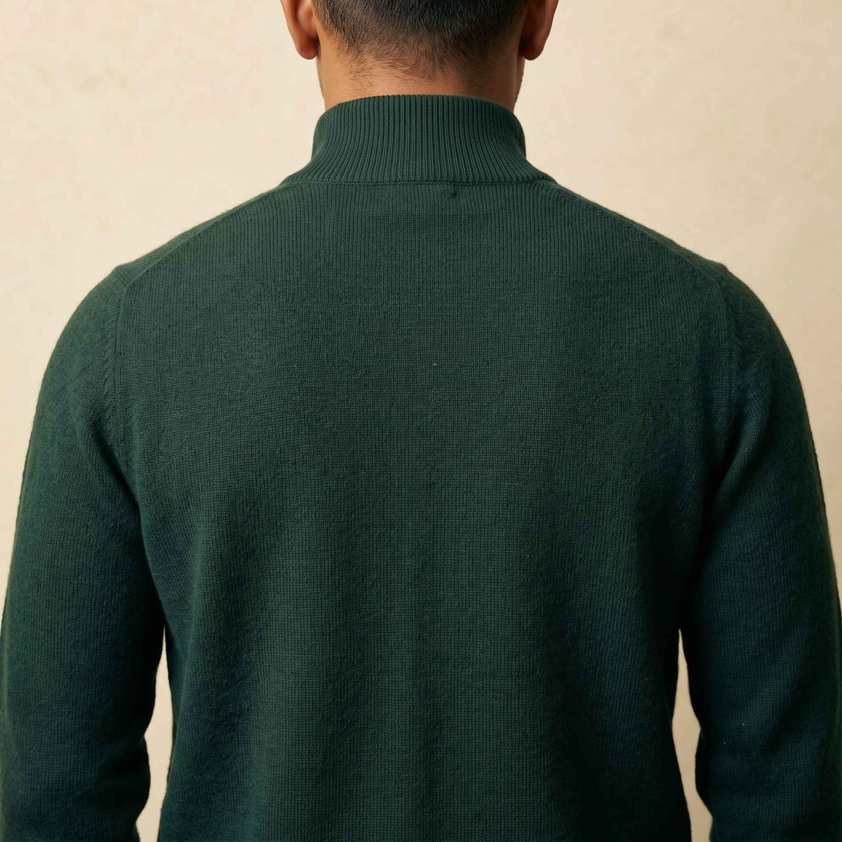 Men's cashmere half-zip sweater, Embrace in Pine - view 6