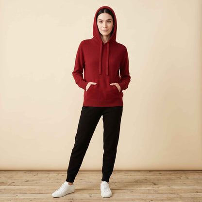 100% Cashmere Women's Pullover Hoodie — 2-Ply 16-Micron Himalayan Cashmere