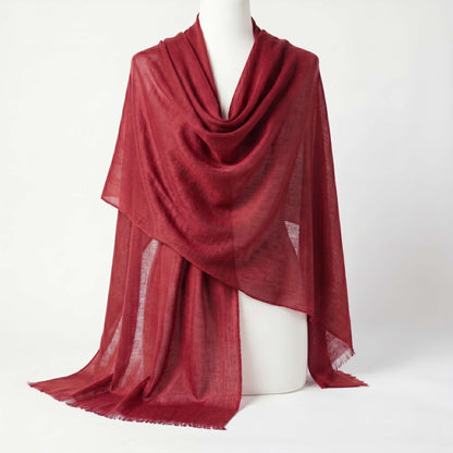 Heritage Red & Mulberry Cashmere Pashmina Shawl