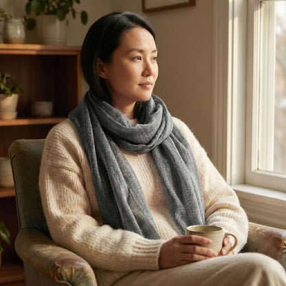 Himalayan Mist and Twilight Grey Cashmere Pashmina Shawl
