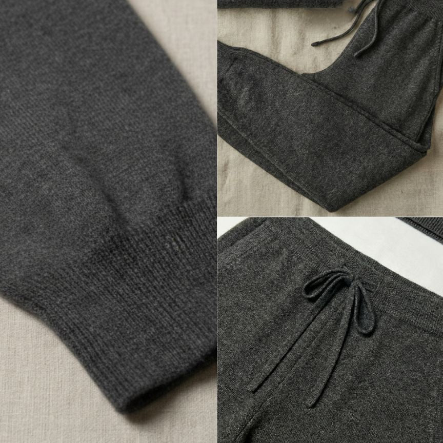 Dark Grey Melange Zenith Natural Jogger 100% Undyed Pure Himalayan Cashmere 