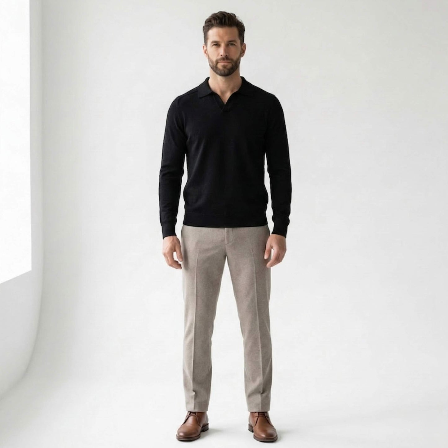 Pure Cashmere Polo Sweater | Men's Johnny Collar | 250g Himalayan Cashmere | Handcrafted in Nepal | Lumusae