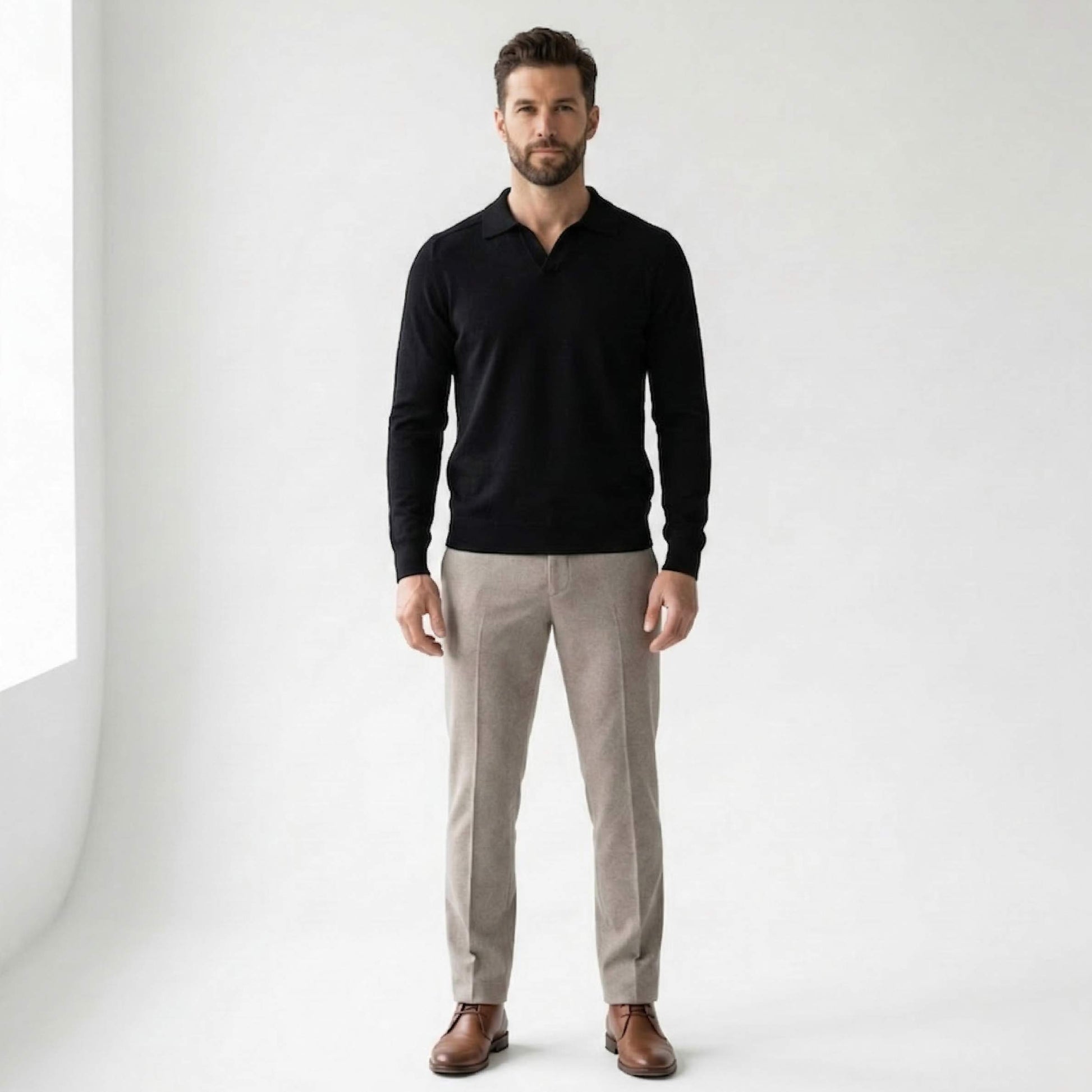 Pure Cashmere Polo Sweater | Men's Johnny Collar | 250g Himalayan Cashmere | Handcrafted in Nepal | Lumusae