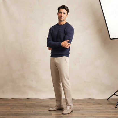 Men's cable-knit cashmere sweater, Atlas in Dark Navy - view 3