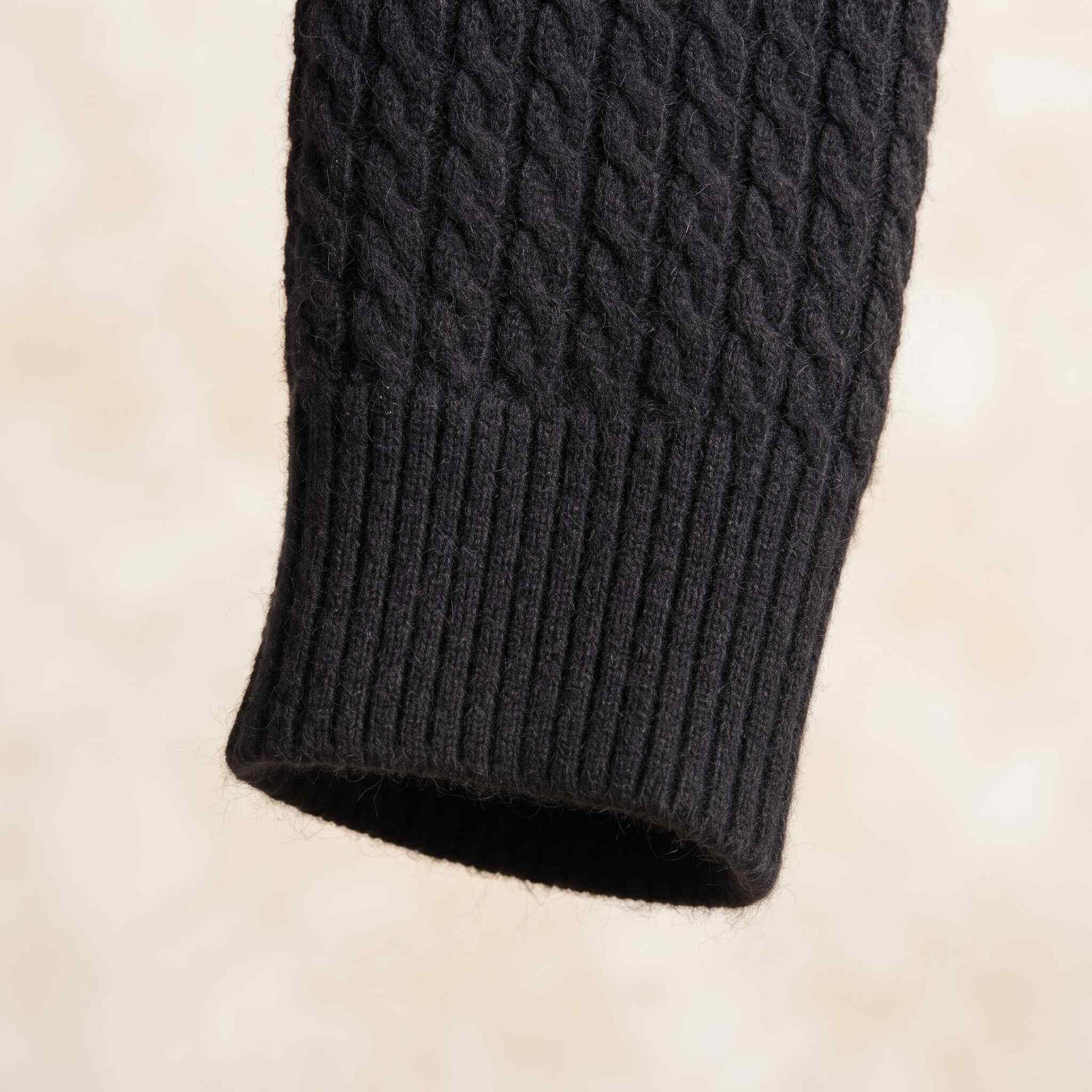 Women's cable-knit cashmere crewneck sweater, Grace in Black - view 4