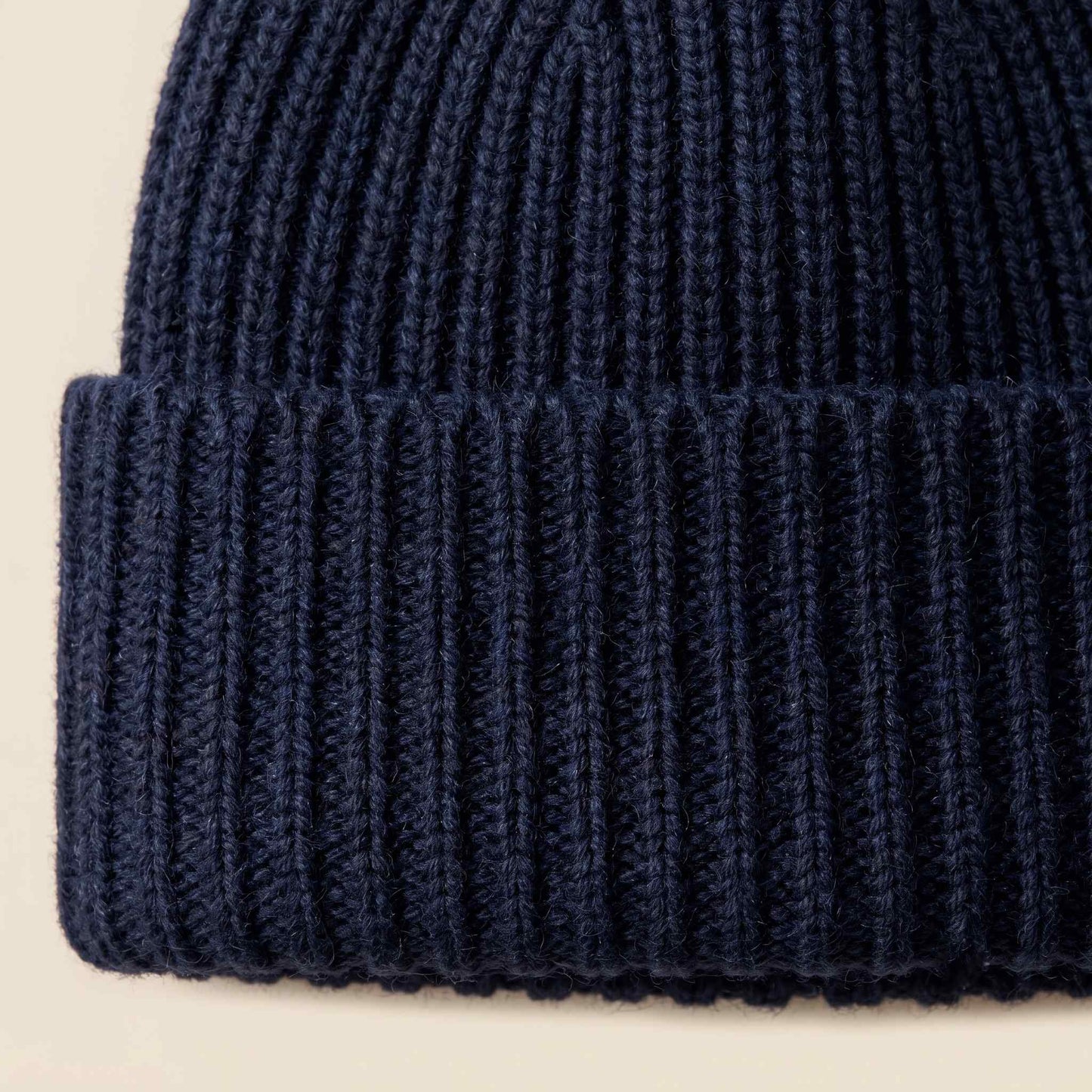 Men's hand-knit ribbed cashmere beanie, Noma in Dark Navy - view 4