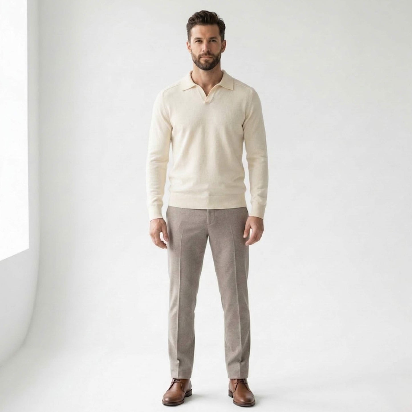 Pure Cashmere Polo Sweater | Men's Johnny Collar | 250g Himalayan Cashmere | Handcrafted in Nepal | Lumusae