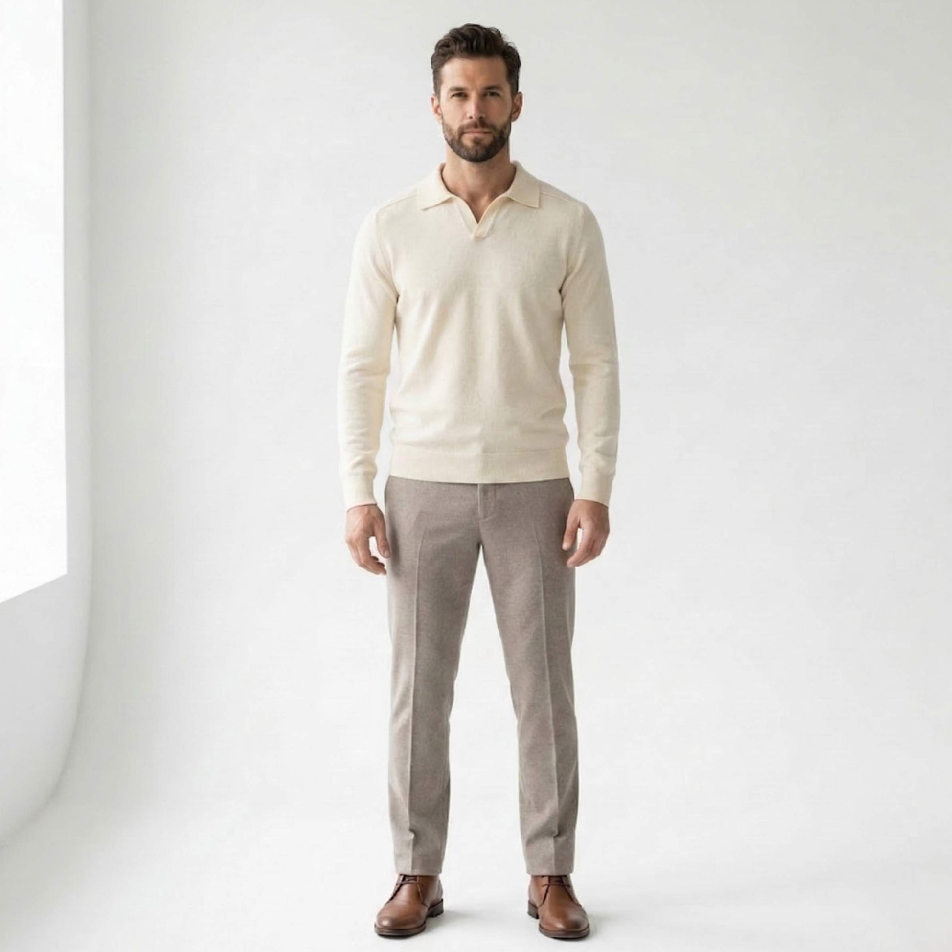 Pure Cashmere Polo Sweater | Men's Johnny Collar | 250g Himalayan Cashmere | Handcrafted in Nepal | Lumusae