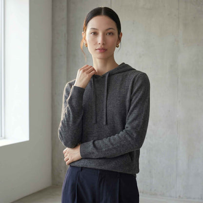 100% Undyed Cashmere Women's Hoodie — Chemical-Free Natural Chyangra Cashmere