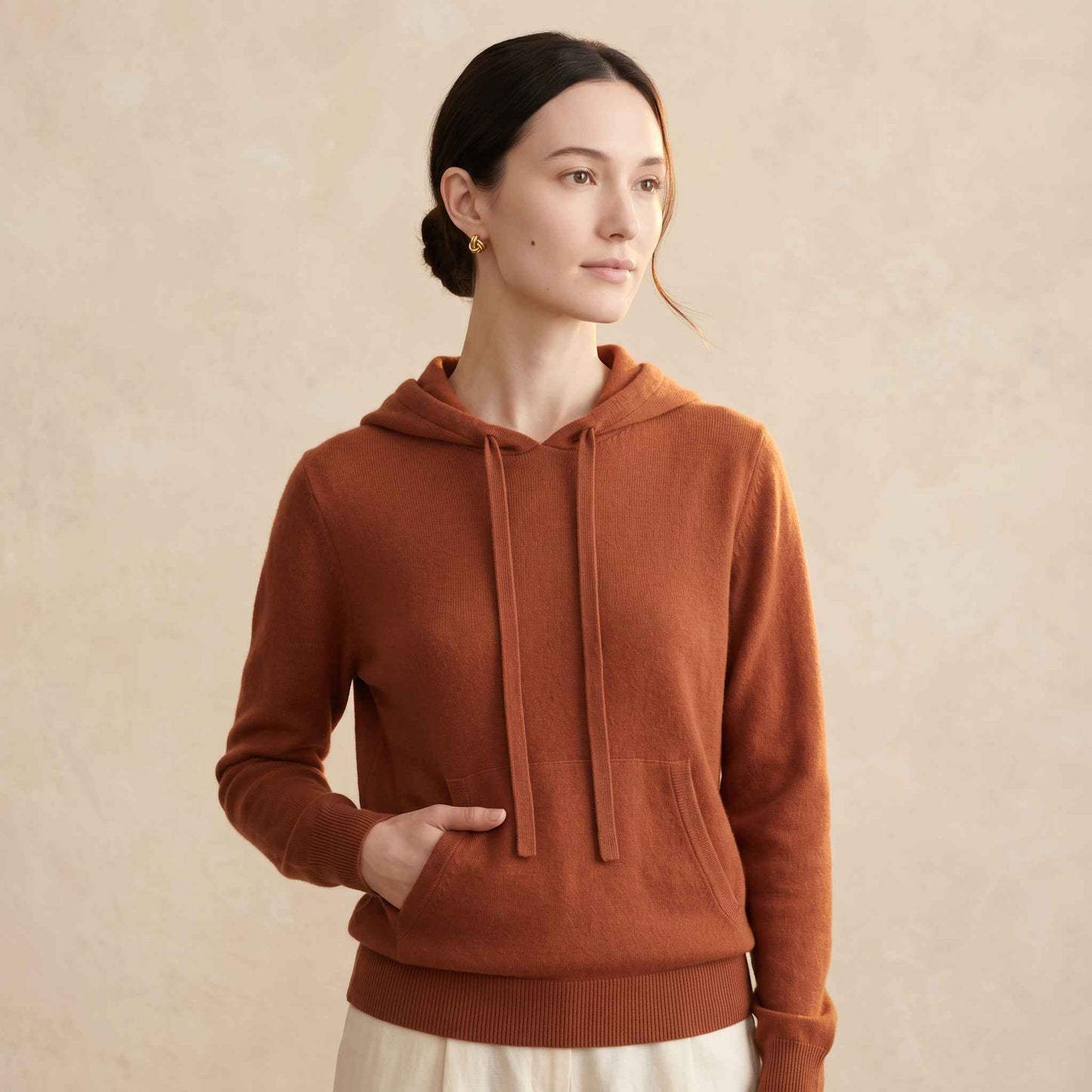 100% Cashmere Women's Pullover Hoodie — 2-Ply 16-Micron Himalayan Cashmere