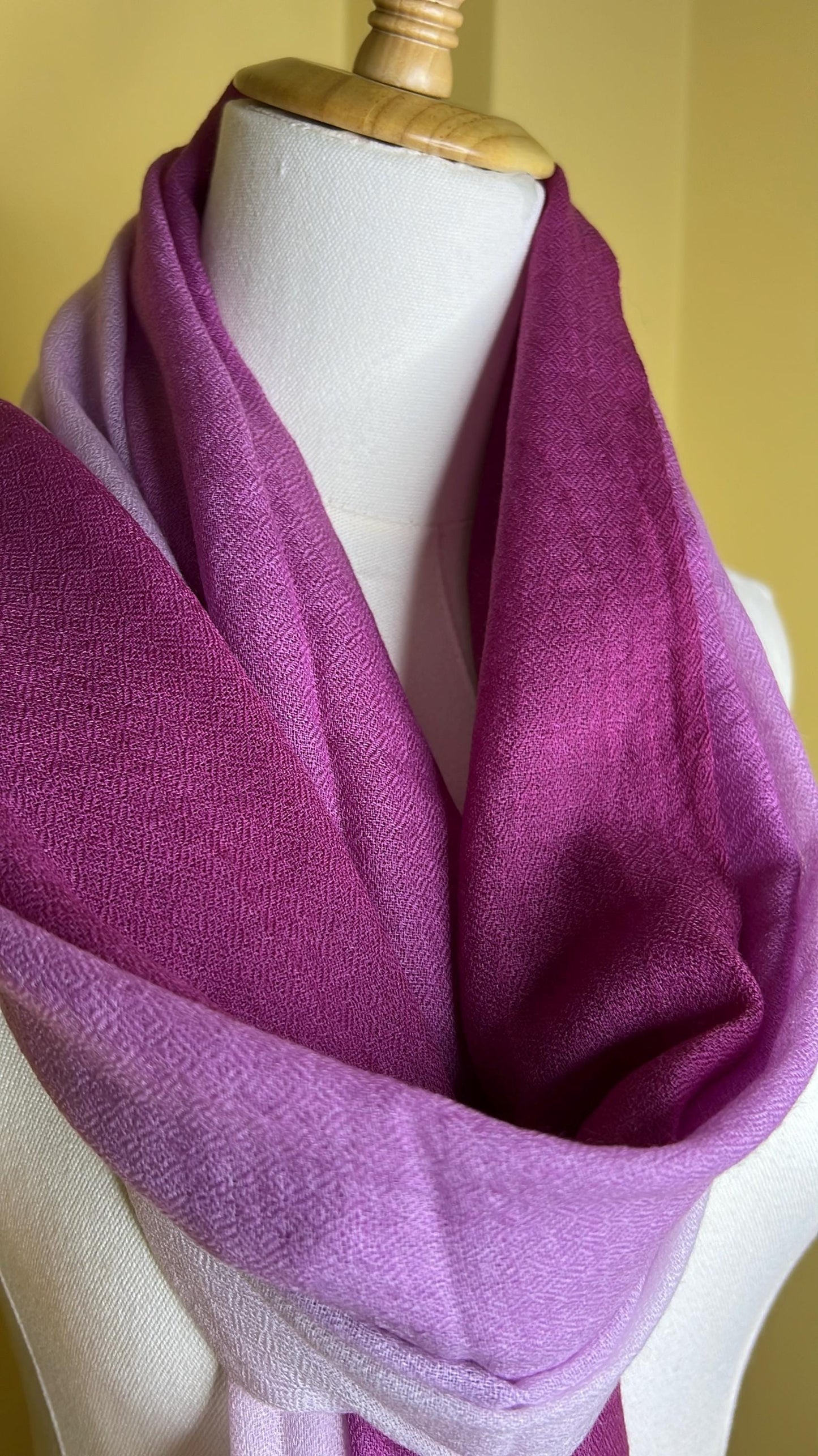 100% Pure Himalayan Cashmere Pashmina Shawl - Annapurna Rhododendron Magenta