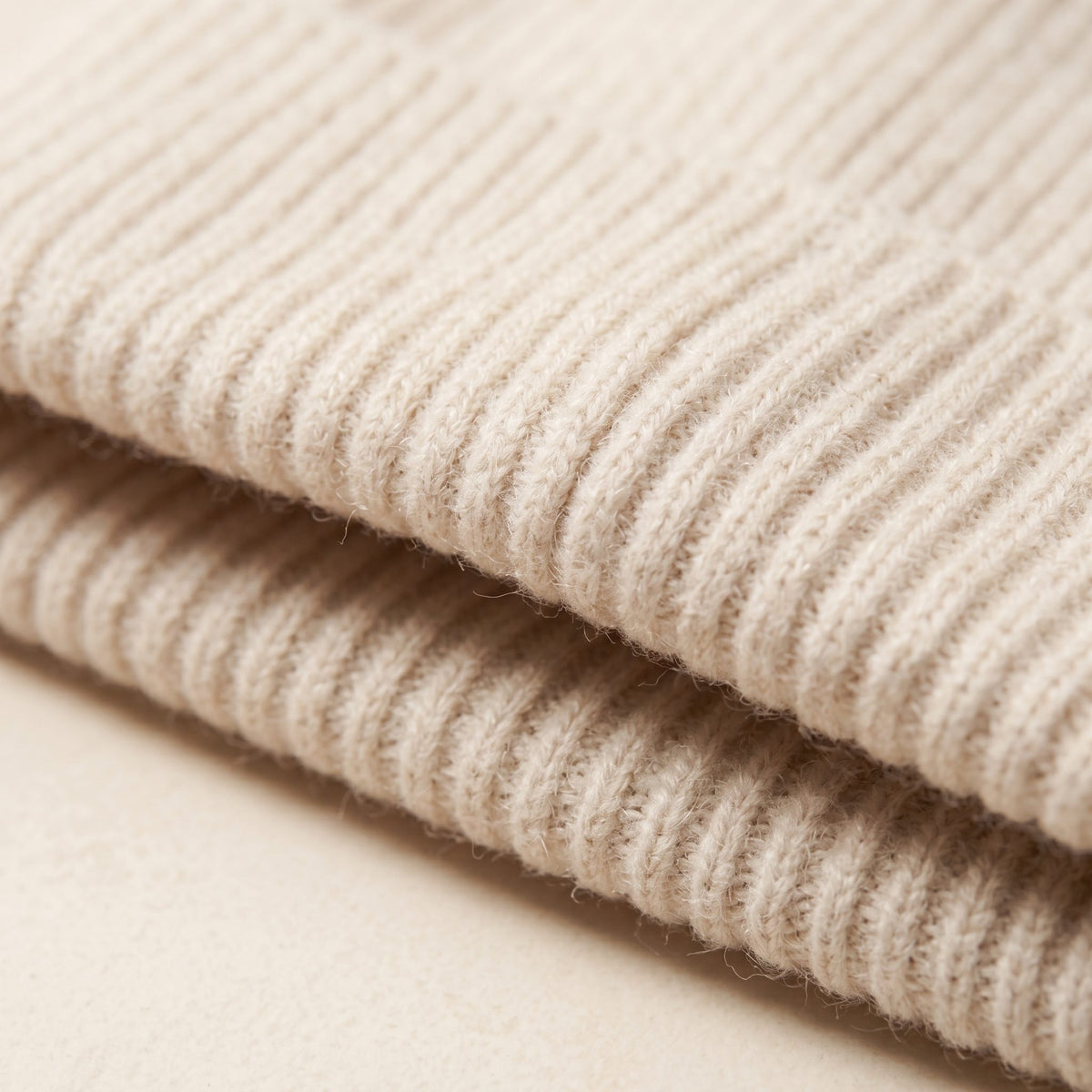 WROW Women's Cashmere Beanie - Haven Ribbed Off-White 1