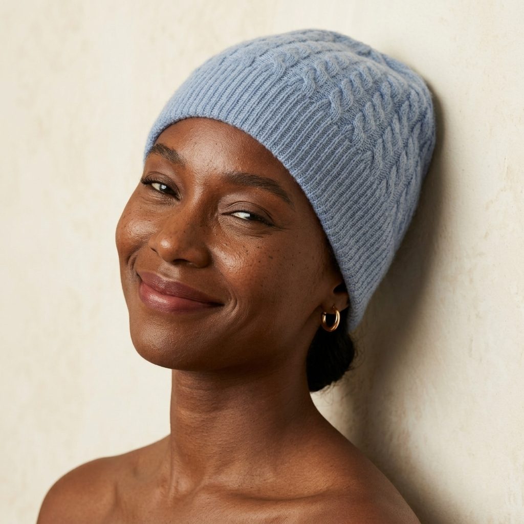 WCSB Women's Cashmere Beanie - Heritage Cable Knit Sky Blue 6