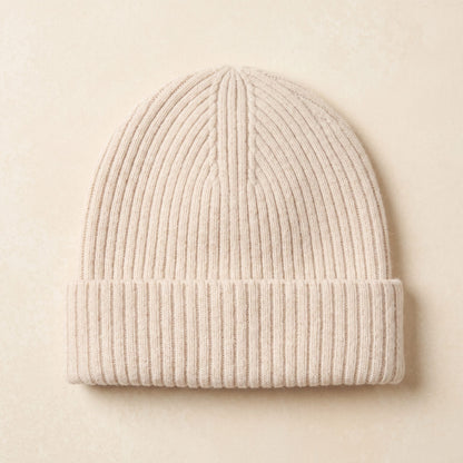 WROW Women's Cashmere Beanie - Haven Ribbed Off-White 3