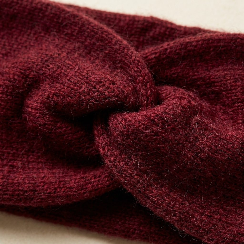 Gomba twisted-front cashmere headband in Wine Red, twist detail