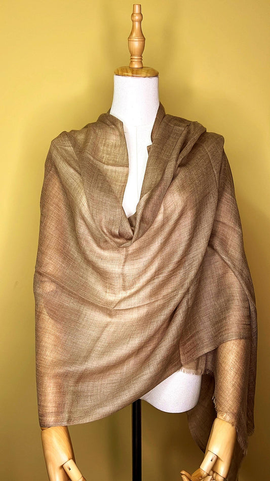 100% Pure Himalayan Cashmere Pashmina Shawl - Annapurna Taupe