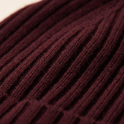 WRWR Women's Cashmere Beanie - Haven Ribbed Wine Red 2